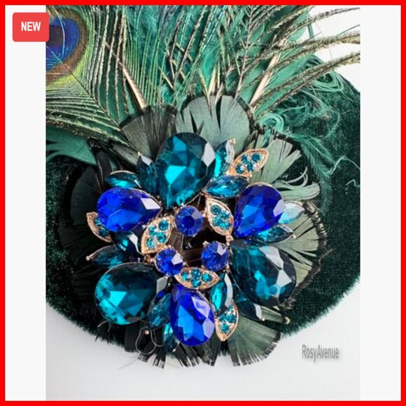 Peacock Feather Fascinator Hairclip 1920s Flapper Headpiece One Size main image 5